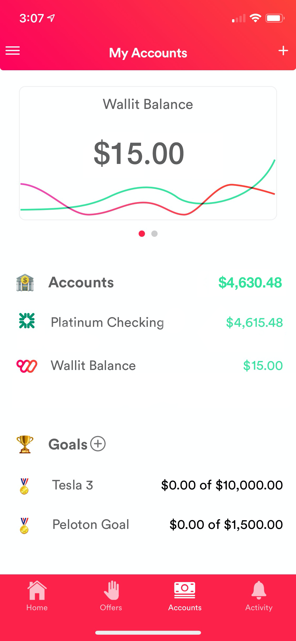 Accounts screen shot