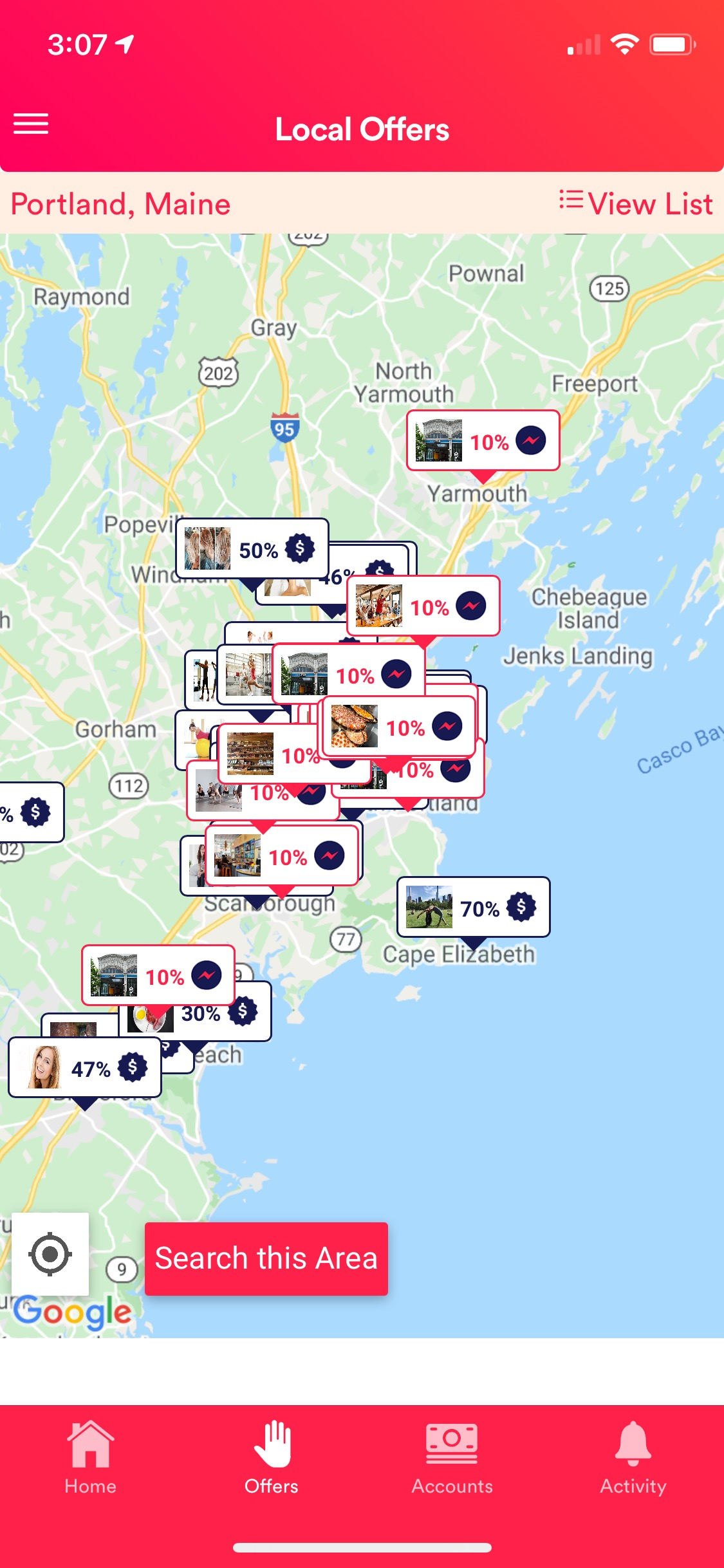 Offers tab map view